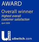uSwitch award for highest overall customer satisfaction