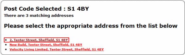 Find your address on the list and click it.