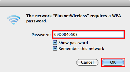 Enter your wireless key.