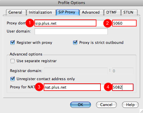 Go to the SIP Proxy tab and enter these settings