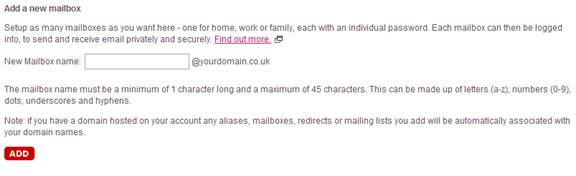 Enter the first part of your new email address and click Add.