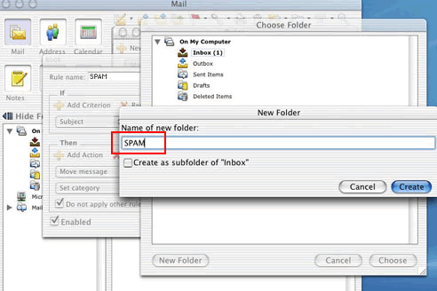 Mac Entourage - Name New Folder