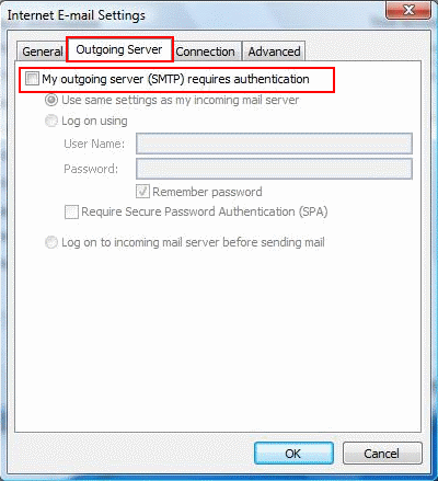 On the 'Outgoing server' tab, make sure 'My outgoing server (SMTP) requires authentication' is ticked.