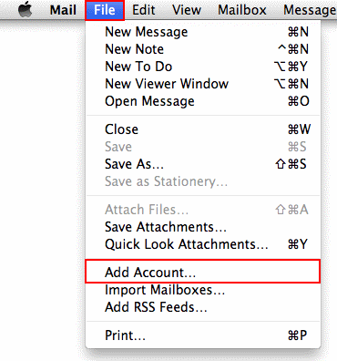 File > > Add Account...