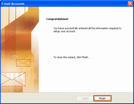 That's everything you need to do, so click Finish.