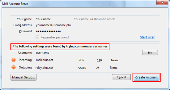 Thunderbird will take a minute to check the settings you've entered.