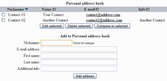 Webmail Address Book