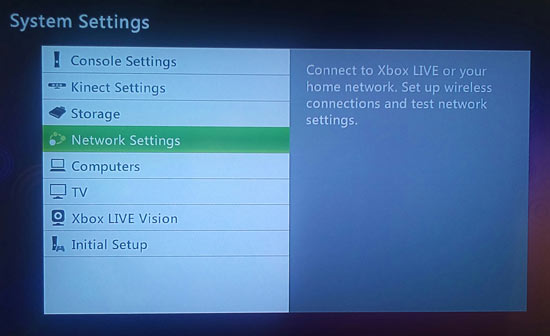 From the System menu, choose Network Settings.