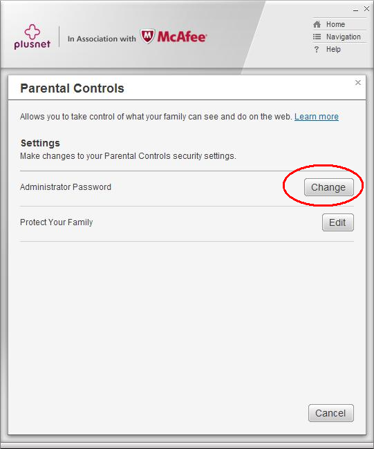 Parental Controls change password