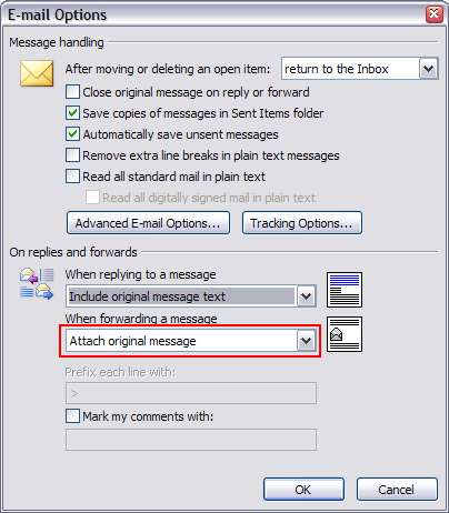 Outlook - Change the option for when forwarding a message