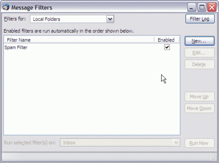 Thunderbird - Message Filters - Check Enabled