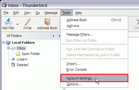 Thunderbird - Accounts - Junk Settings