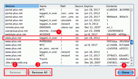Preferences - Security - Show Cookies