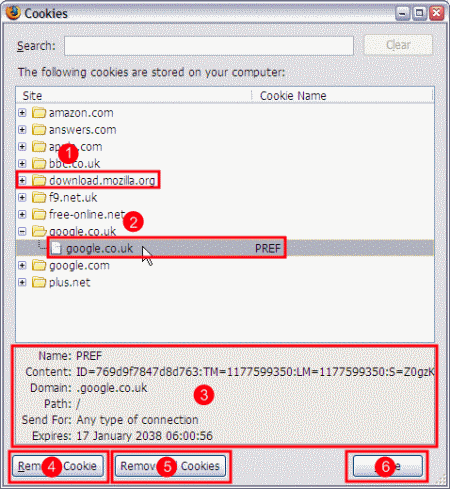 Tools - Options - Privacy - Cookies