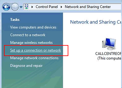 Vista - Set up a connection or network