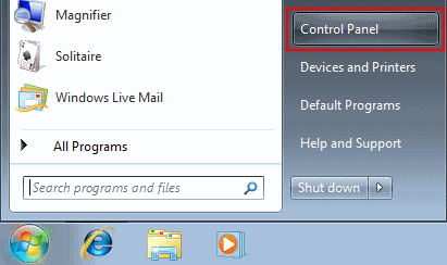 Open the Start Menu and click Control Panel