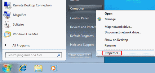 Windows 7 - My Computer Properties